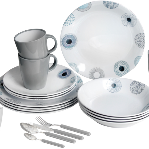 Brunner All Inclusive Melamin Deep sea Geschirrset Antirutsch, BPA-frei und bruchunempfindlich 36-teilig  - Kunststoff und Melamin Geschirr-Sets