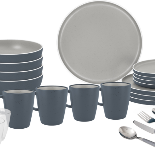 Brunner All Inclusive Trilogy Grey Melamin Geschirrset Antirutsch, BPA-frei und bruchunempfindlich 36-teilig - Kunststoff und Melamin Geschirr-Sets
