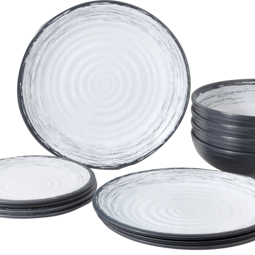 Brunner Lunch Box Granada Premium Melamin Geschirrset Porzellan-Touch, Antirutsch und bruchunempfindlich 16-teilig - Kunststoff und Melamin Geschirr-Sets