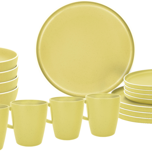Brunner Lunch Box Dolomit Yellow Melamin Geschirrset Antirutsch, BPA-frei und bruchunempfindlich 16-teilig - Kunststoff und Melamin Geschirr-Sets