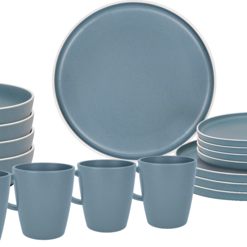 Brunner Lunch Box Dolomit Blue Melamin Geschirrset Antirutsch, BPA-frei und bruchunempfindlich 16-teilig - Kunststoff und Melamin Geschirr-Sets