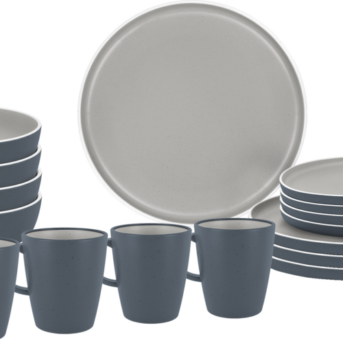 Brunner Lunch Box Trilogy Grey Melamin Geschirrset Antirutsch, BPA-frei und bruchunempfindlich 16-teilig - Kunststoff und Melamin Geschirr-Sets