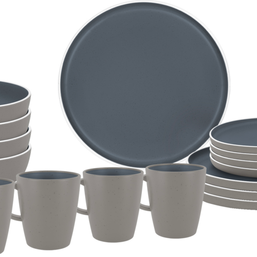 Brunner Lunch Box Trilogy Dark Melamin Geschirrset Antirutsch, BPA-frei und bruchunempfindlich 16-teilig - Kunststoff und Melamin Geschirr-Sets