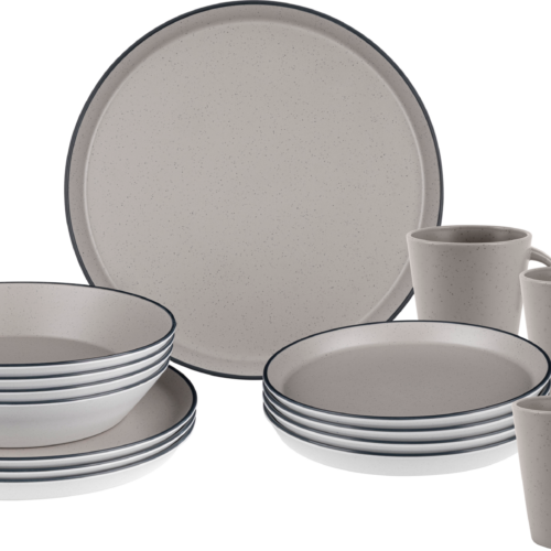 Brunner Lunch Box Iconic Compack Melamin Geschirrset extra flach stapelbar Antirutsch, BPA-frei und bruchunempfindlich 16-teilig - Kunststoff und Melamin Geschirr-Sets