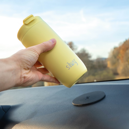 Silwy Magnet Isolierbecher aus Edelstahl mit Metall-Nano-Gel-Pad 475 ml lemon - Isolierbecher
