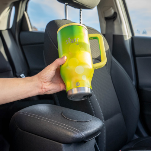 Silwy Magnet Tumbler Isolierbecher aus Edelstahl mit Griff und Metall-Nano-Gel-Pad 900 ml nature - Isolierbecher