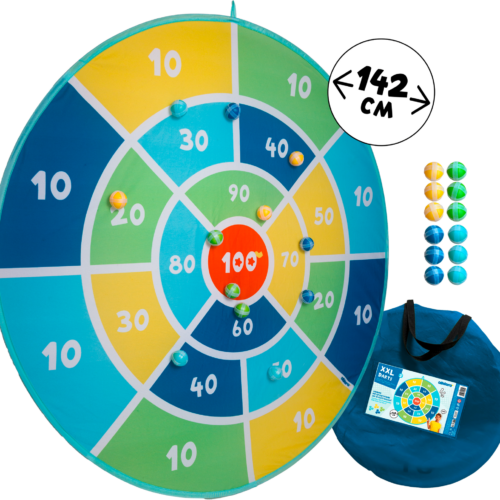alldoro XXL Dartscheibe für Kinder Ø 142 cm mit 12 Klettbällen und Tragetasche - Spielsachen