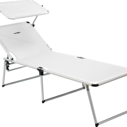 Brunner Malibu High Sonnenliege mit Sonnenschutz klappbar 195,5 x 62 x 48 cm hellgrau - Liegen
