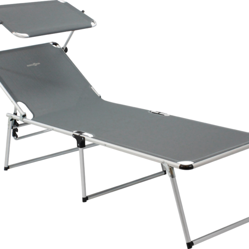 Brunner Malibu High Sonnenliege mit Sonnenschutz klappbar 195,5 x 62 x 48 cm dunkelgrau - Liegen