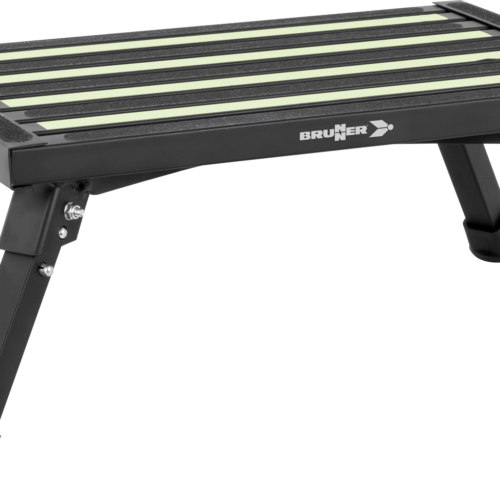 Brunner Go Step Black Fluo Aluminium Wohnmobilstufe mit Antirutschfläche und Fluostreifen 48 x 30 x 23 cm schwarz - Trittstufen