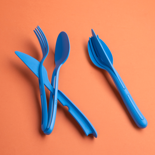 Koziol Klikk To Go zusammensteckbar Besteck Set 3 teilig strong blue - Campingbesteck