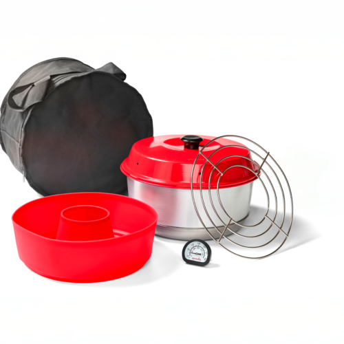Omnia x Fritz Berger Campingbackofen 3 Liter Set 5-tlg. inkl. Silikonbackform, Aufbackgitter, Transporttasche & Thermometer - Backöfen