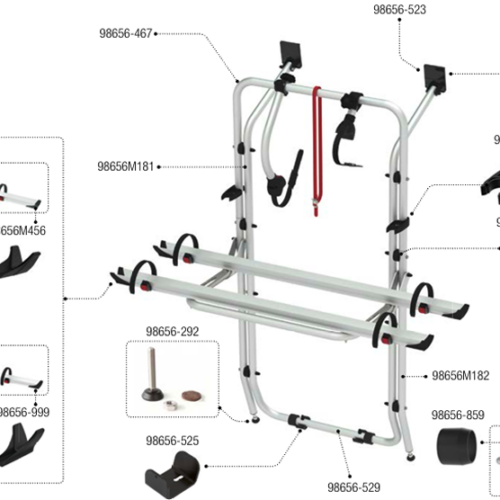 Fiamma Montagesatz für Fahrradträger Carry Bike Mercedes Vito Ersatzteilnummer 98656M183  - Ersatzteile Fiamma Fahrradträger
