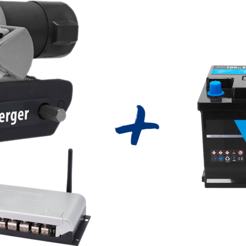 Berger Titanium Rangierhilfe halbautomatisch Anthrazit + LiFePO4 Lithium Batterie Eco 100 Ah 12 V im Set - Rangierhilfen & Mover