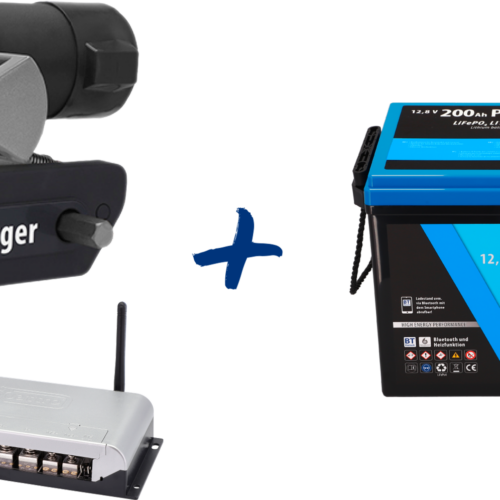 Berger Titanium Rangierhilfe halbautomatisch Anthrazit + LiFePO4 Lithium Batterie Pro 200 Ah 12 V mit Bluetooth & Heizung im Set - Rangierhilfen & Mover