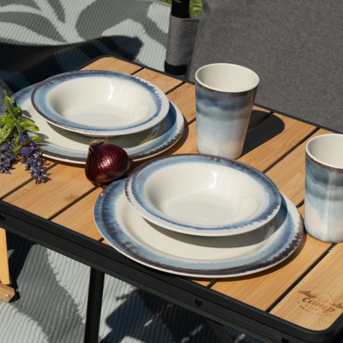 Flamefield Exklusiv Nordlight Melamin Geschirr-Set Anti-Slip 16-tlg. für 4 Personen - Kunststoff und Melamin Geschirr-Sets