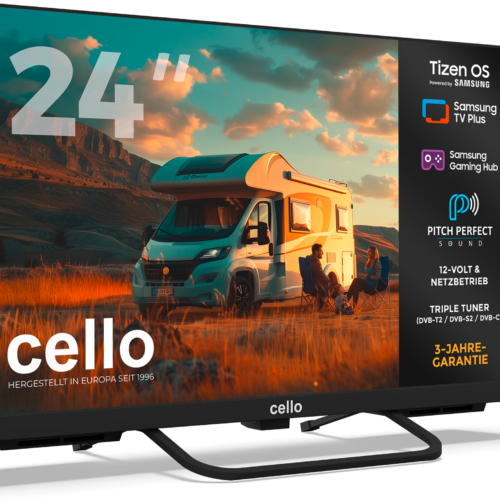 Cello CTrav-24TZ Smart Tizen OS Camping LED TV mit Triple Tuner, WLAN, Bluetooth, 12/24/230 V, 24 Zoll - Fernseher