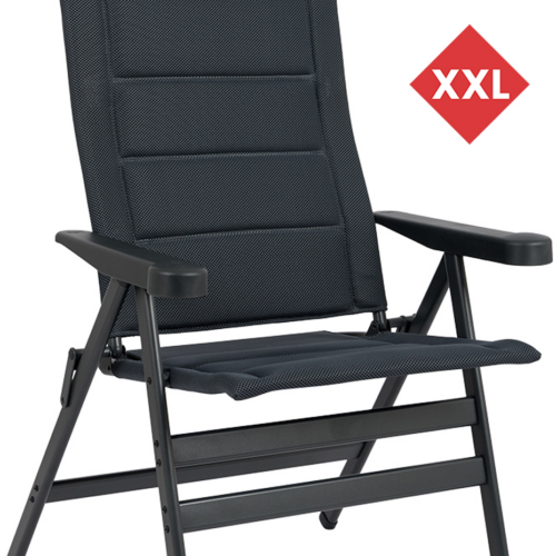 Crespo Air Deluxe Compact AP/241 Campingstuhl mit verstellbarer Rückenlehne und Kopfstütze XXL grau - Klappstühle