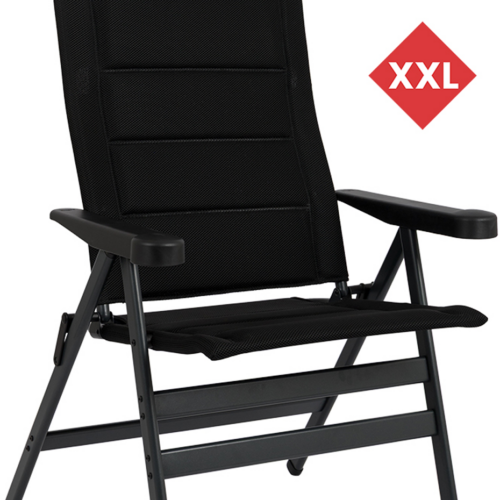 Crespo Air Deluxe Compact AP/241 Campingstuhl mit verstellbarer Rückenlehne und Kopfstütze XXL schwarz - Klappstühle