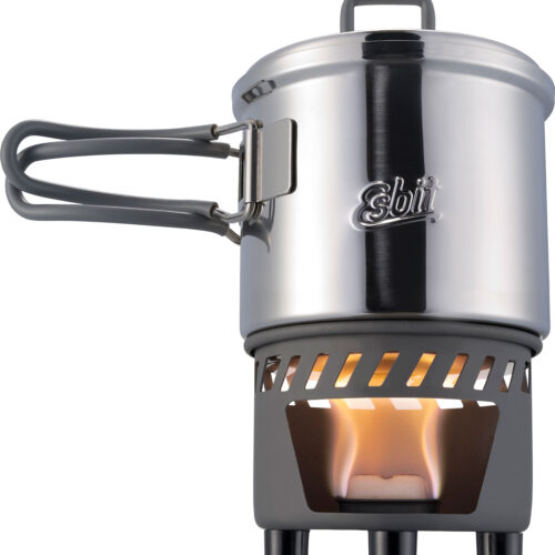 Esbit Camping Kochset für Trockenbrennstoff Topf aus 18/8 Edelstahl 585 ml - Taschenkocher