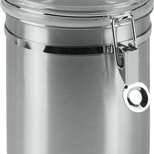 Metaltex Edelstahl Vorratsdose mit transparentem Deckel 1 Liter - Lebensmittelbehälter / Vorratsdosen