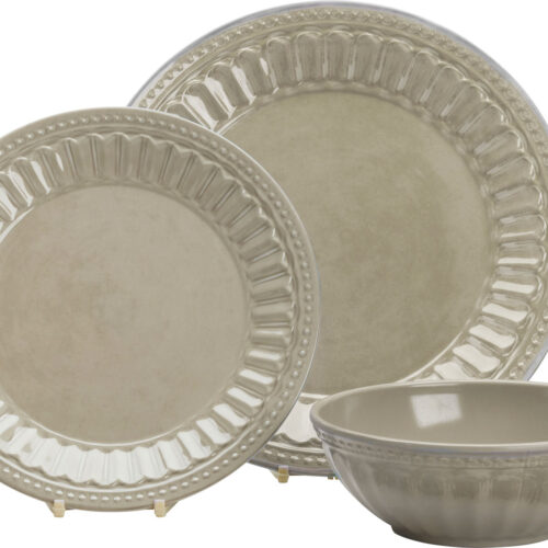 Flamefield Amalfi Geschirr-Set 12-tlg. sand für 4 Personen - Kunststoff und Melamin Geschirr-Sets
