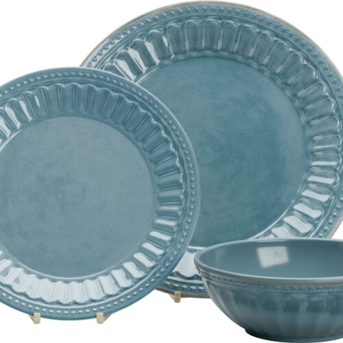 Flamefield Amalfi Geschirr-Set 12-tlg. vintage blue für 4 Personen - Kunststoff und Melamin Geschirr-Sets
