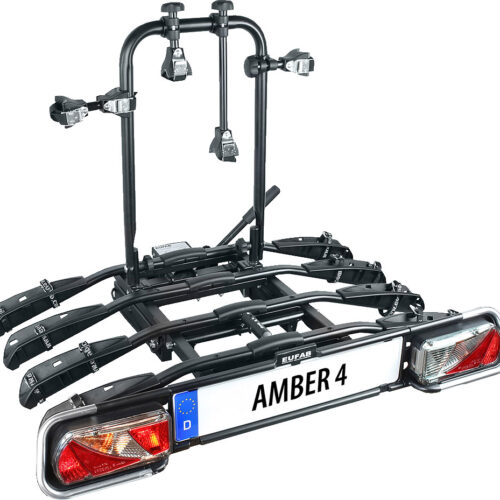 Eufab Fahrradträger Anhängerkupplung Amber IV für 4 Fahrräder, E-Bike geeignet - Fahrradträger für Anhängerkupplungen