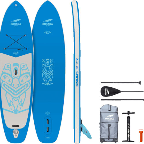 Indiana 10'6 Family Pack aufblasbares Stand Up Paddling-Board inkl. Paddel und Luftpumpe Blau - Schlauchboote, Kajaks & SUP-Boards von Indiana SUP