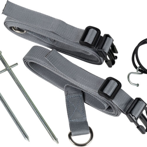 Dometic Sturmbandset für Vorzelte 4-teilig bestehend aus 2 Sturmbändern und 2 Heringen grau - Zeltheringe & Abspannmaterial