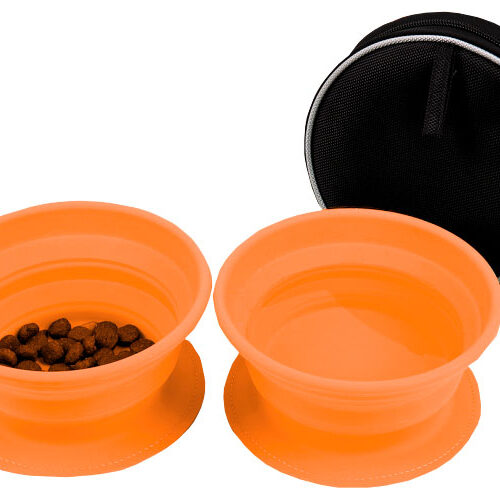 Disc-O-Bed Dog-Bowl faltbarer Silikon Futternapf Set 2 Stück - Hundenäpfe und Trinkflaschen