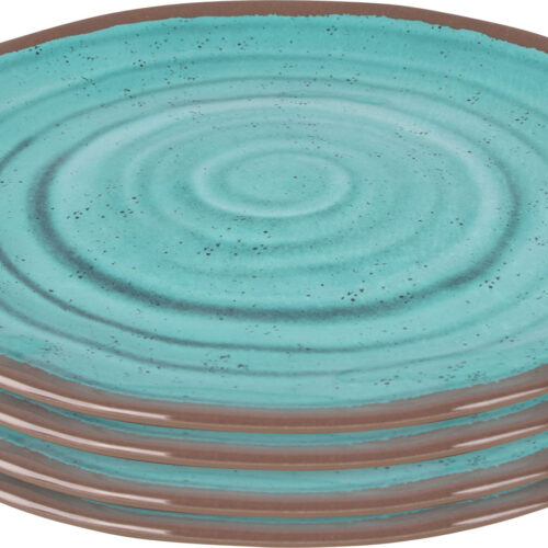 Bo-Camp Melamin Teller Set 4 Stück blau / braun - Teller