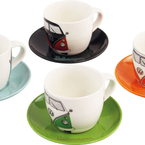 VW Collection T1 Bulli Espresso Tassen Set 4 Stück 100 ml - Becher & Tassen