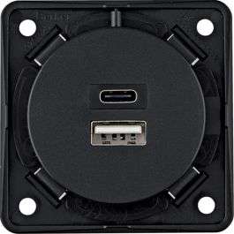 Berker USB-A / USB-C Steckdose 2-fach 230 V anthrazit - 12 / 24 V Einbausteckdosen