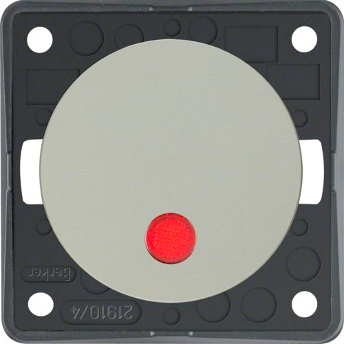 Berker Integro Kontroll-Ausschalter 2-pol rote Linse LED edelstahl matt lackiert - Schalter, Taster & Rahmen