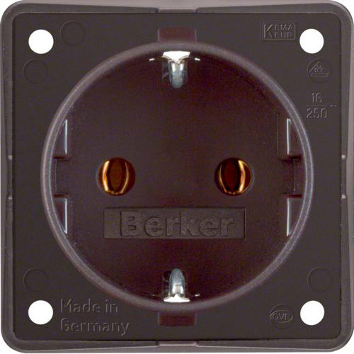 Berker Integro Steckdose Schutzkontakt mit Steckklemmen braun matt - Schalter, Taster & Rahmen