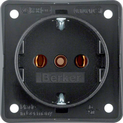 Berker Integro Steckdose Schutzkontakt mit Steckklemmen schwarz matt - Schalter, Taster & Rahmen