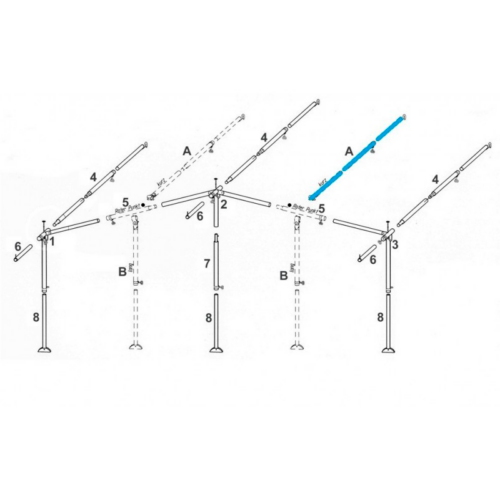 Brand Zusatzgestänge für Vorzelte und Zelte Dachstange mit Haken und Schelle Aluminium 28 mm Länge 220 - 300 cm - Zelt-Gestänge & Zubehör