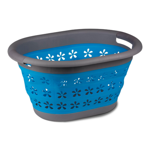 Kampa Collapsible Laundry Basket Zusammenklappbarer Wäschekorb mit Griffen blau - Wäsche & Trocknen