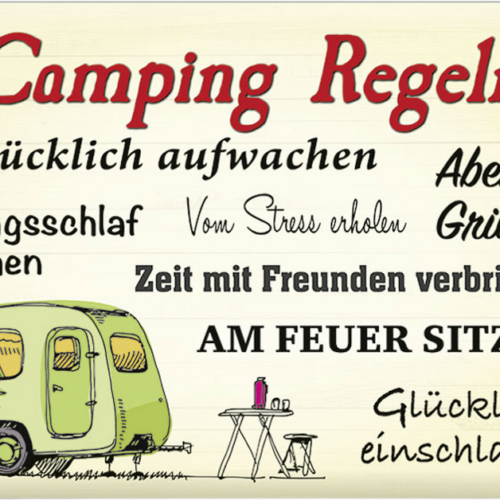 Blechschild Camping Regeln - Outdoor Zubehör von Blechwaren Fabrik Braunschweig