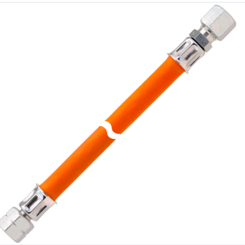 GOK Mitteldruckschlauchleitung Gas Überwurfmutter G 1/4 LH auf RV8 Kunststoff 400 mm - Gas-Verlängerungsschläuche