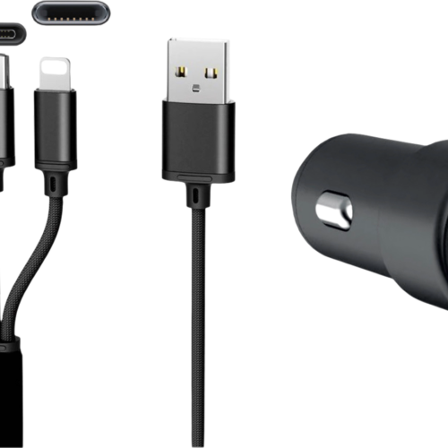 IWH Dual 3 in 1 USB Ladegerät für Autos 3 Anschlüsse 1,2 Meter - 12 / 24 V Adapter & Kupplung