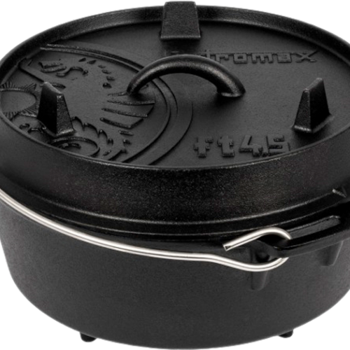 Petromax Dutch Oven Feuertopf aus Gusseisen mit Deckel und Standfüßen 3,5 Liter - Camping-Töpfe