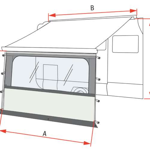 Fiamma Blocker Pro Vorderwand mit großem Fenster 440 - Markisenvorzelte & Wände