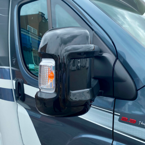 Milenco Falcon Spiegelabdeckungen für Fiat Ducato, Peugeot Boxer und Citroen Relay ab 2007 mit langen Armspiegeln 2 Stück Schwarz - Zubehör Caravanspiegel