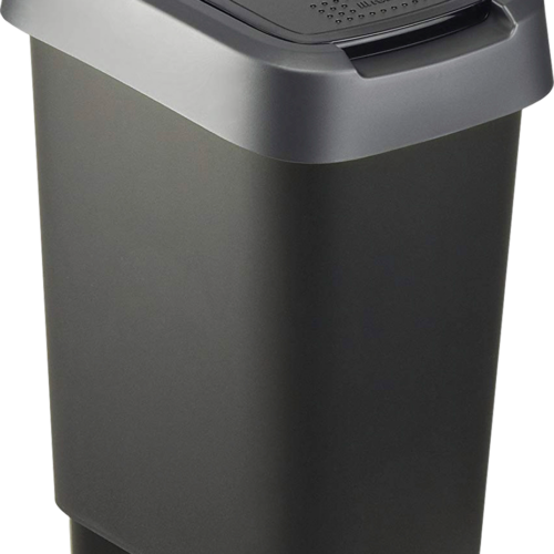 Rotho Twist Swingeimer aus recyceltem Kunststoff 10 Liter dark silber - Abfallbehälter
