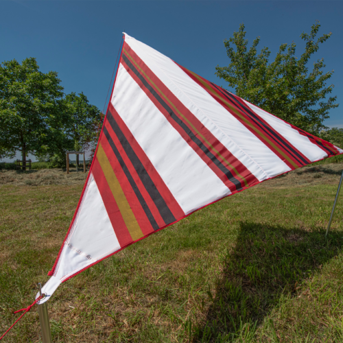 Bent Zip-Canvas Sonnensegel Orient Design Weiß gestreift/RV Rot - Pavillons & Tarps