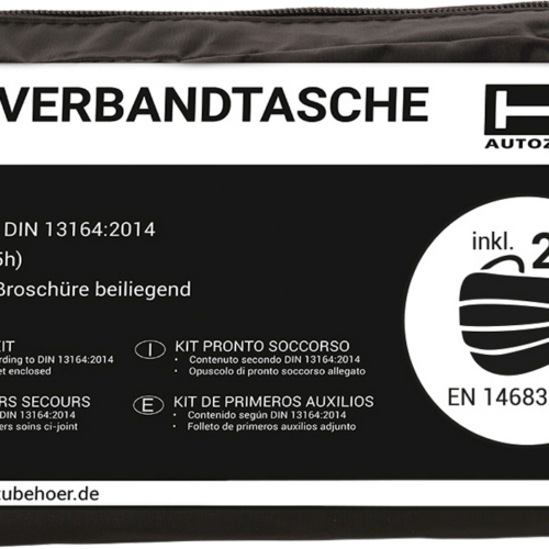 HP Autozubehör KFZ Verbandtasche inklusive 2x Mund- und Nasenschutz Schwarz - Erste Hilfe & Pannen-Zubehör