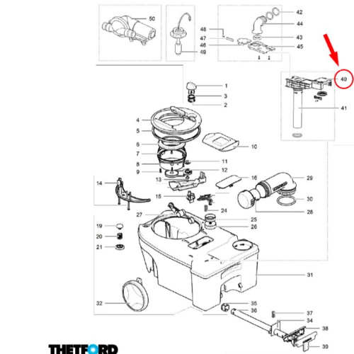 Thetford Abdeckung Pump Out passend zu Fäkalientank C250 - C260 - Ersatzteile Thetford Toiletten