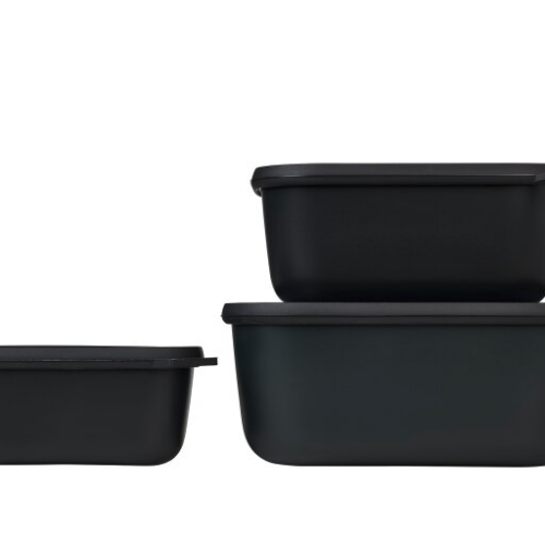 Mepal Cirqula Multischüsselset rechteckig hoch 3-teilig 750 / 1500 / 3000 ml nordic black - Lebensmittelbehälter / Vorratsdosen